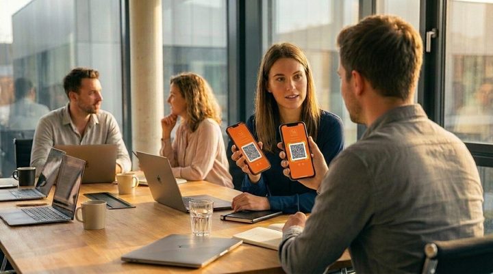 Visitenkarte wird im Meeting per QR-Code geteilt